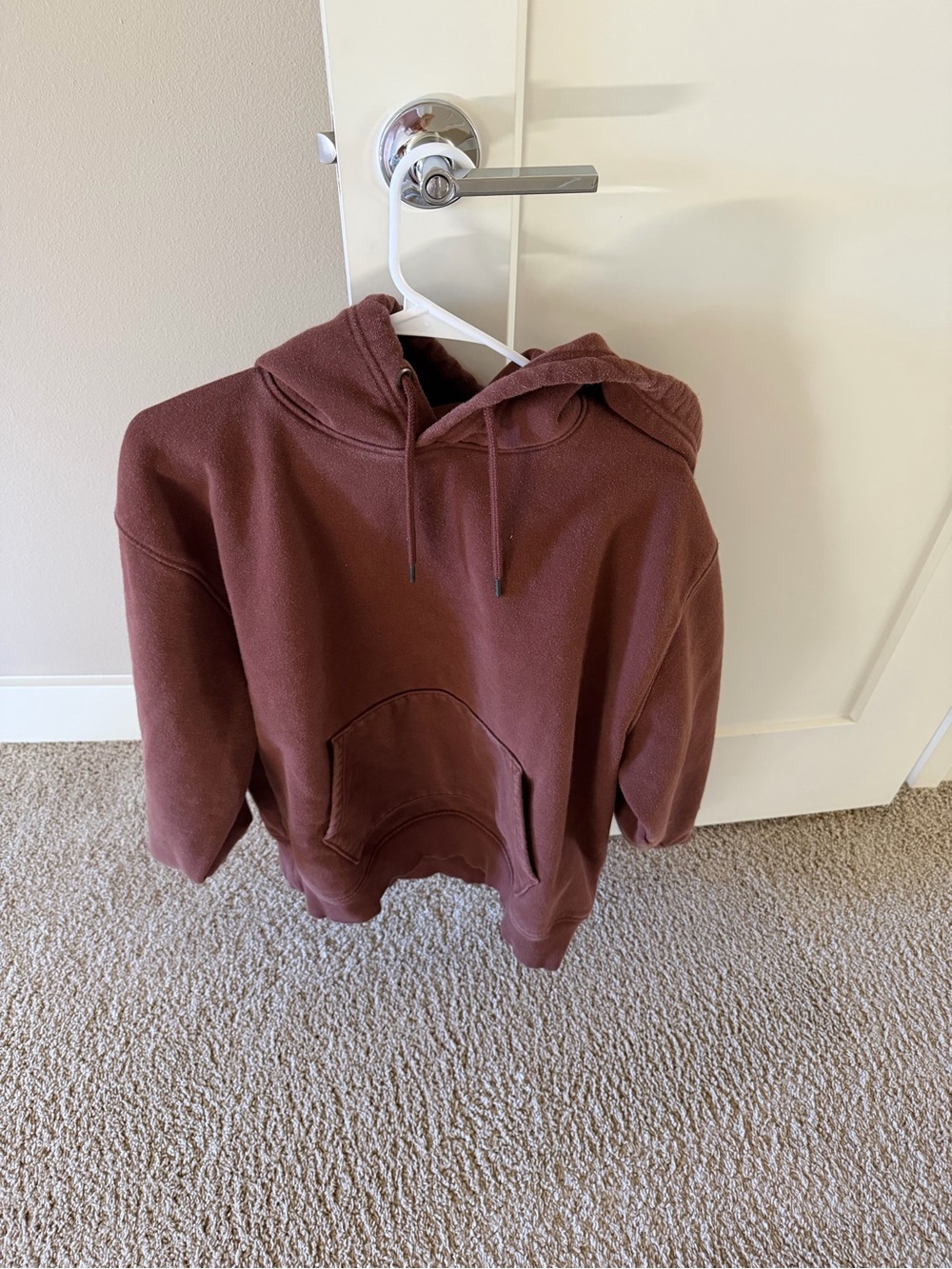 The North Face Brown Pullover Hoodie with Logo Patch